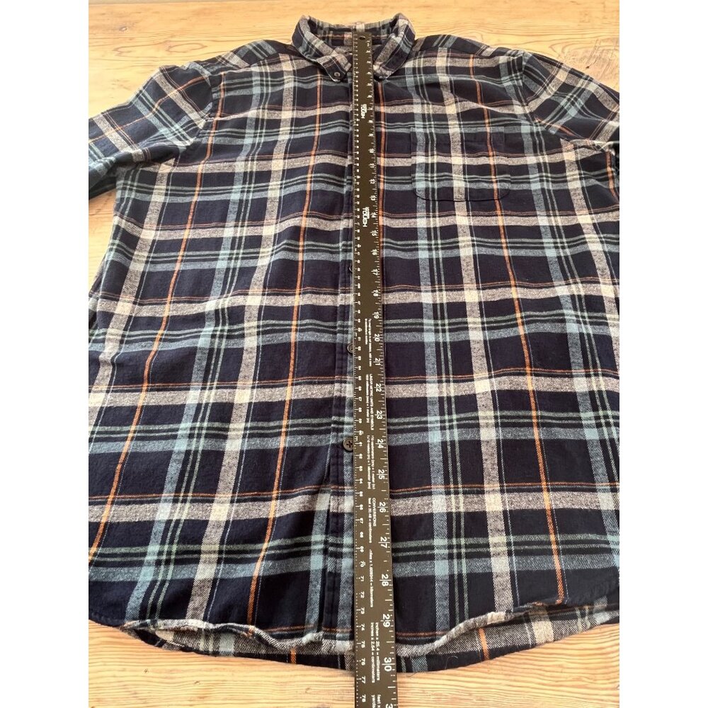 St Johns Bay Flannel Button Up Shirt Mens L Navy Plaid 100% Cotton - Picture 6 of 6